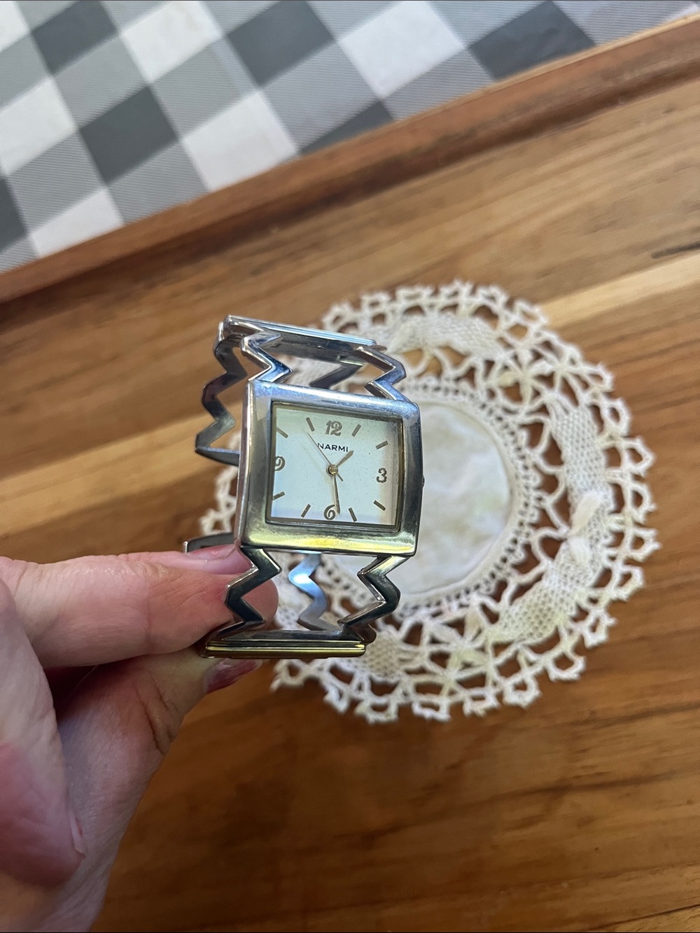 Vintage Narmi Silver Zigzag Accent watch Bracelet